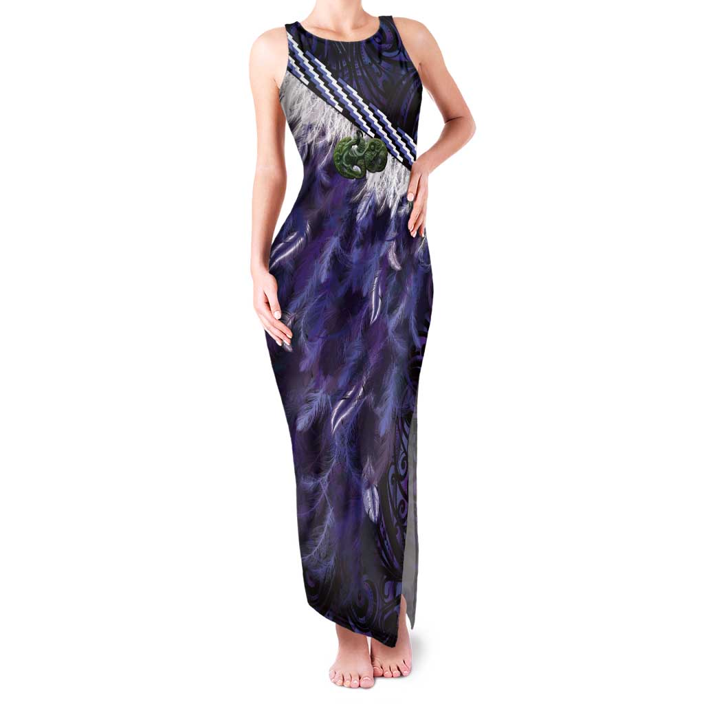 Purple Traditional Cloak Aotearoa Tank Maxi Dress Maori Paua Shell Korowai Pattern LT14 Women Purple - Polynesian Pride