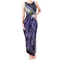 Purple Traditional Cloak Aotearoa Tank Maxi Dress Maori Paua Shell Korowai Pattern LT14 Women Purple - Polynesian Pride