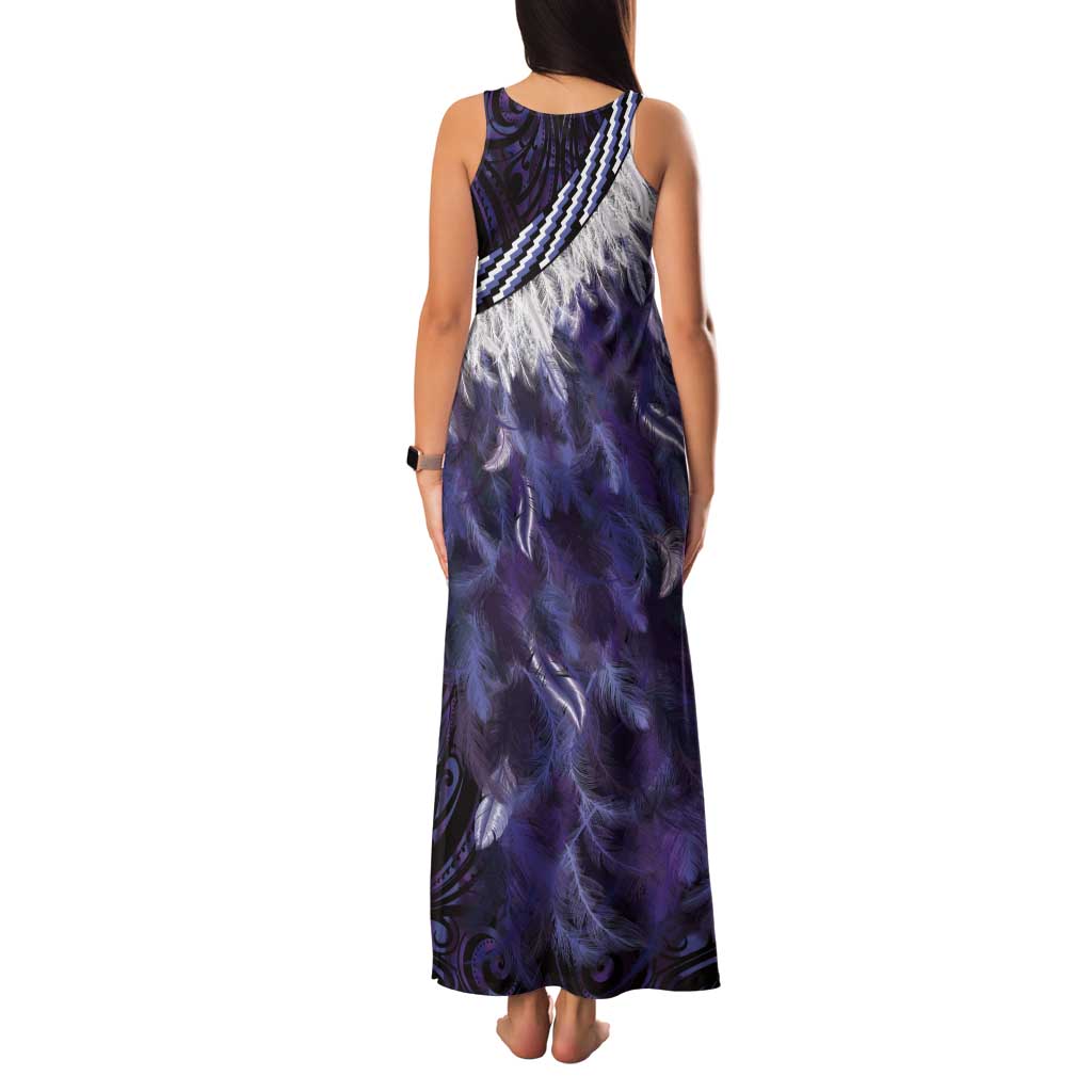 Purple Traditional Cloak Aotearoa Tank Maxi Dress Maori Paua Shell Korowai Pattern LT14 - Polynesian Pride