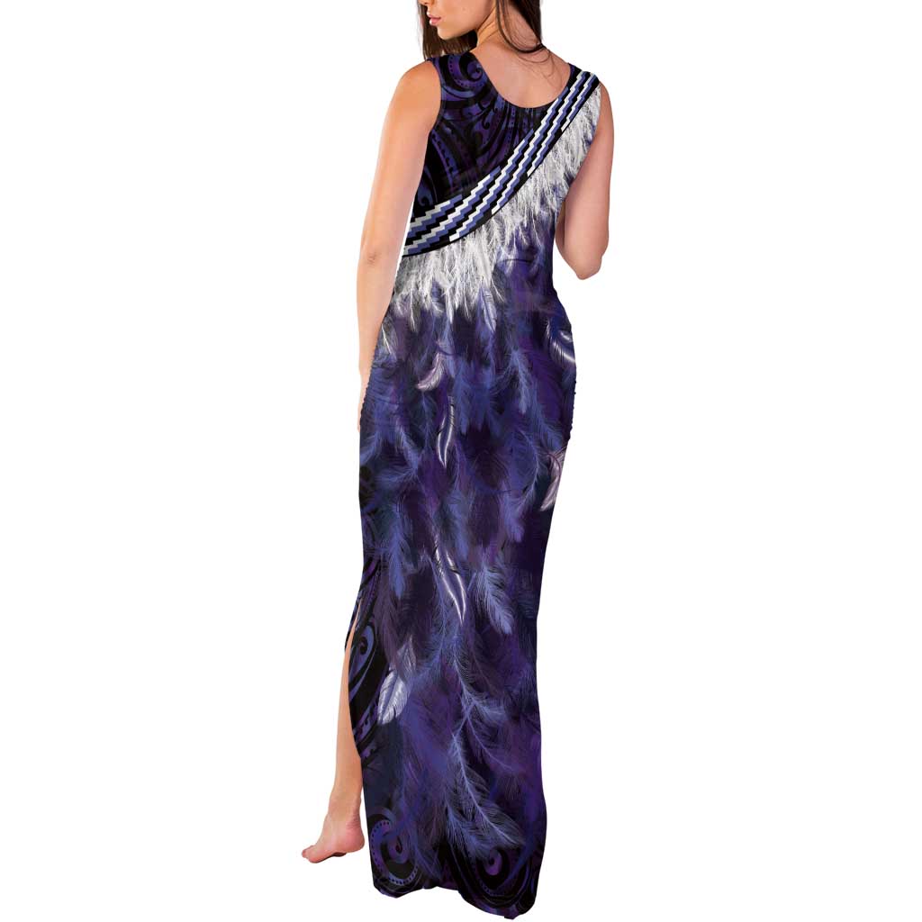 Purple Traditional Cloak Aotearoa Tank Maxi Dress Maori Paua Shell Korowai Pattern LT14 - Polynesian Pride