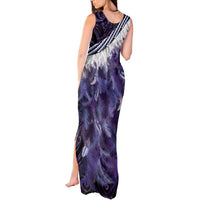 Purple Traditional Cloak Aotearoa Tank Maxi Dress Maori Paua Shell Korowai Pattern LT14 - Polynesian Pride