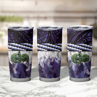 Purple Traditional Cloak Aotearoa Tumbler Cup Maori Paua Shell Korowai Pattern