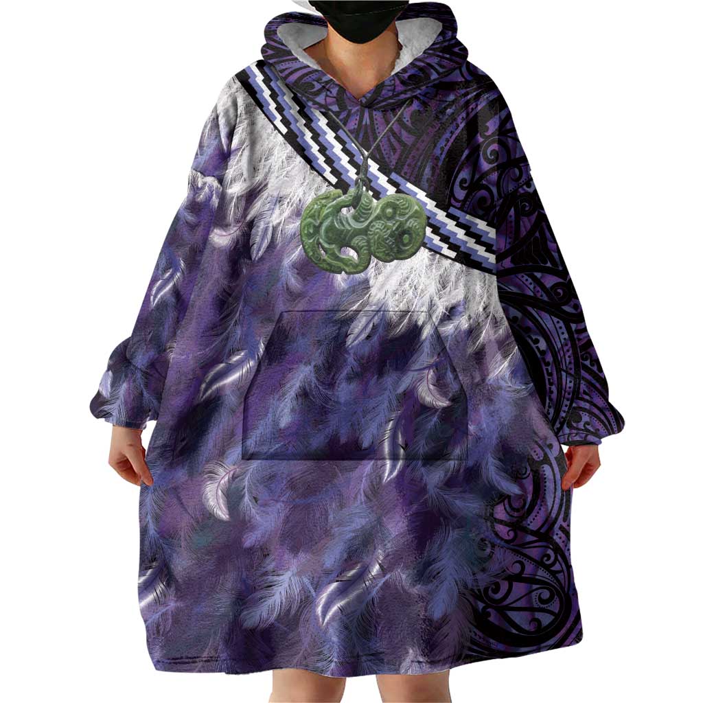 Purple Traditional Cloak Aotearoa Wearable Blanket Hoodie Maori Paua Shell Korowai Pattern LT14 - Polynesian Pride