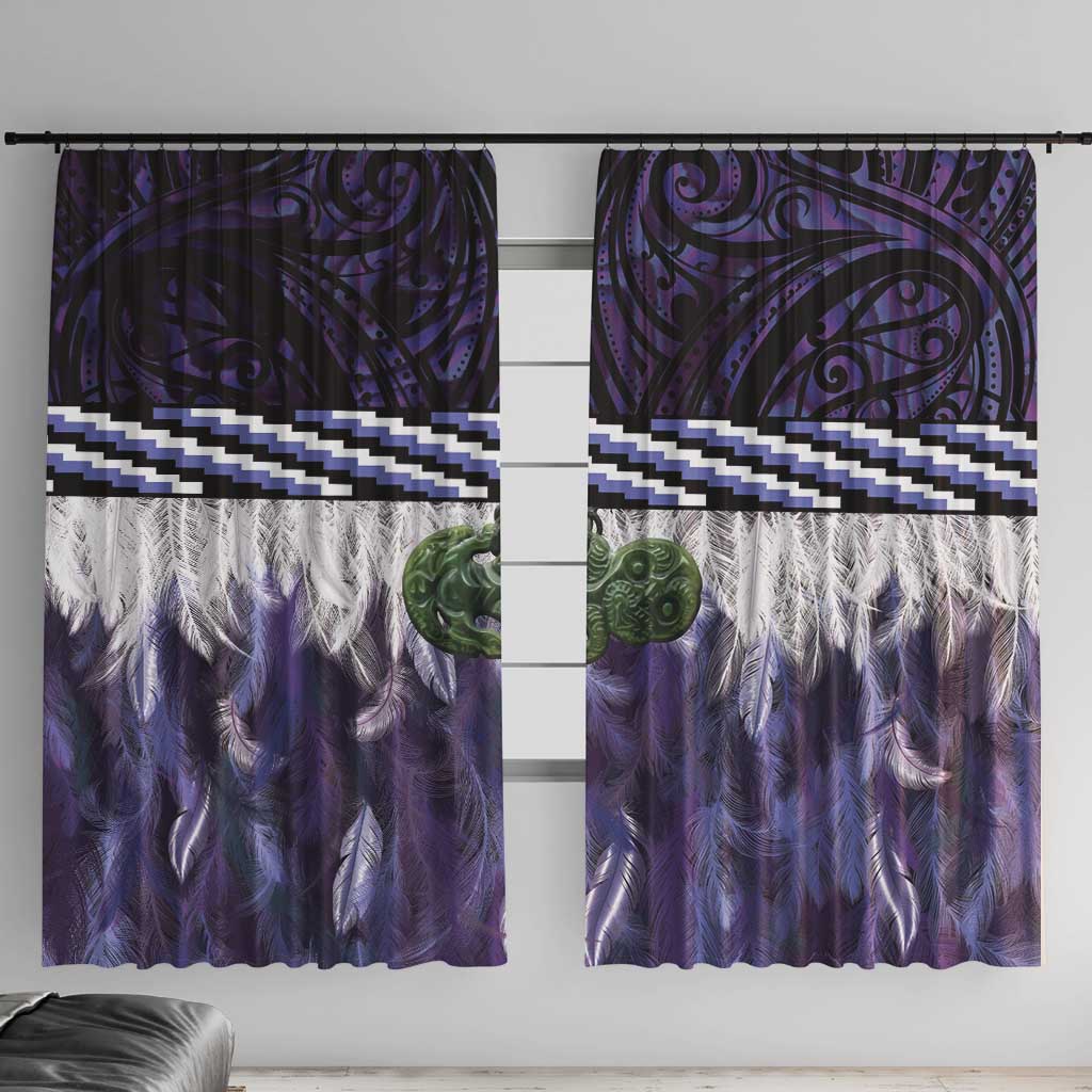 Purple Traditional Cloak Aotearoa Window Curtain Maori Paua Shell Korowai Pattern LT14 With Hooks Purple - Polynesian Pride