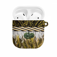 Yellow Traditional Cloak Aotearoa AirPods Case Maori Paua Shell Korowai Pattern - Polynesian Pride