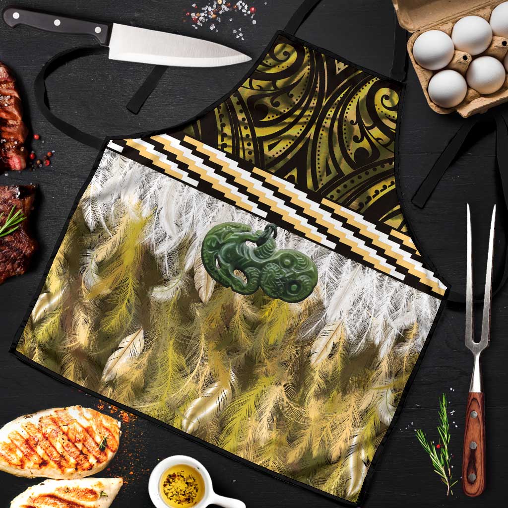 Yellow Traditional Cloak Aotearoa Apron Maori Paua Shell Korowai Pattern - Polynesian Pride