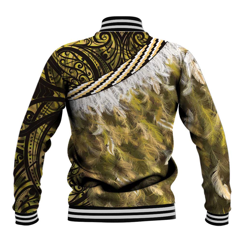 Yellow Traditional Cloak Aotearoa Baseball Jacket Maori Paua Shell Korowai Pattern LT14 - Polynesian Pride