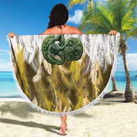 Yellow Traditional Cloak Aotearoa Beach Blanket Maori Paua Shell Korowai Pattern LT14 - Polynesian Pride