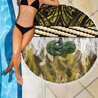 Yellow Traditional Cloak Aotearoa Beach Blanket Maori Paua Shell Korowai Pattern LT14 - Polynesian Pride