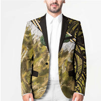 Yellow Traditional Cloak Aotearoa Blazer Maori Paua Shell Korowai Pattern - Polynesian Pride