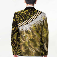 Yellow Traditional Cloak Aotearoa Blazer Maori Paua Shell Korowai Pattern - Polynesian Pride