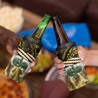 Yellow Traditional Cloak Aotearoa 4 in 1 Can Cooler Tumbler Maori Paua Shell Korowai Pattern LT14 - Polynesian Pride