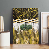 Yellow Traditional Cloak Aotearoa Canvas Wall Art Maori Paua Shell Korowai Pattern LT14 - Polynesian Pride