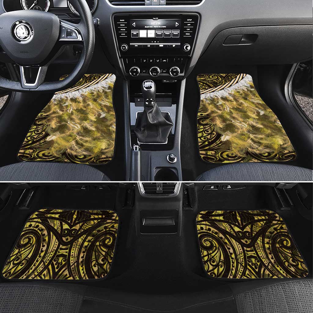 Yellow Traditional Cloak Aotearoa Car Mats Maori Paua Shell Korowai Pattern LT14 Set 4pcs Yellow - Polynesian Pride