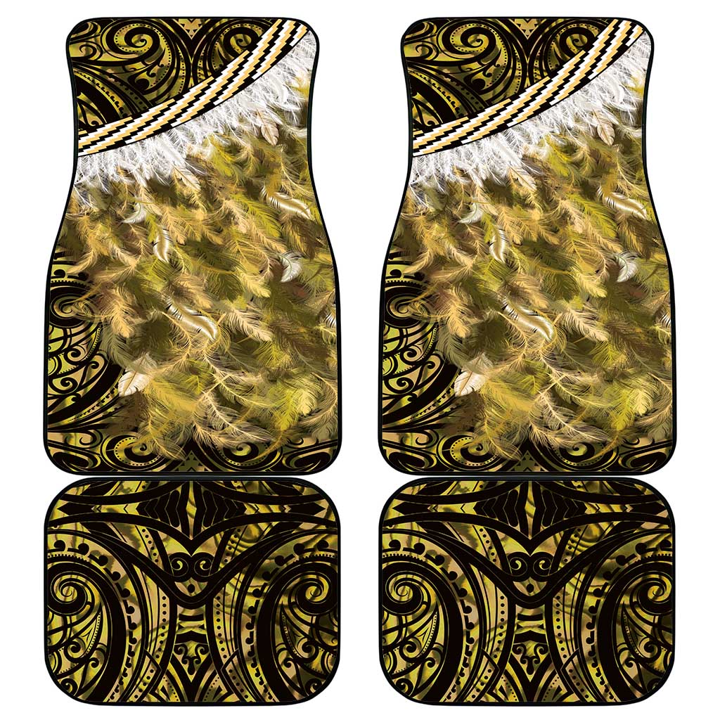 Yellow Traditional Cloak Aotearoa Car Mats Maori Paua Shell Korowai Pattern LT14 - Polynesian Pride
