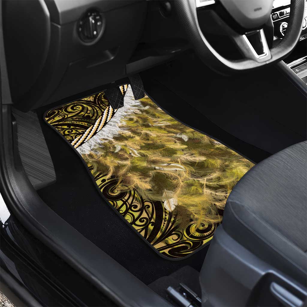 Yellow Traditional Cloak Aotearoa Car Mats Maori Paua Shell Korowai Pattern LT14 - Polynesian Pride