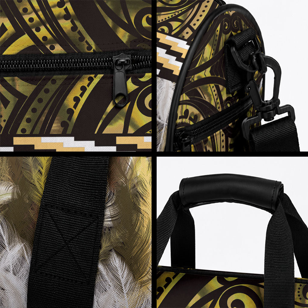 Yellow Traditional Cloak Aotearoa Duffle Bag Maori Paua Shell Korowai Pattern LT14 - Polynesian Pride
