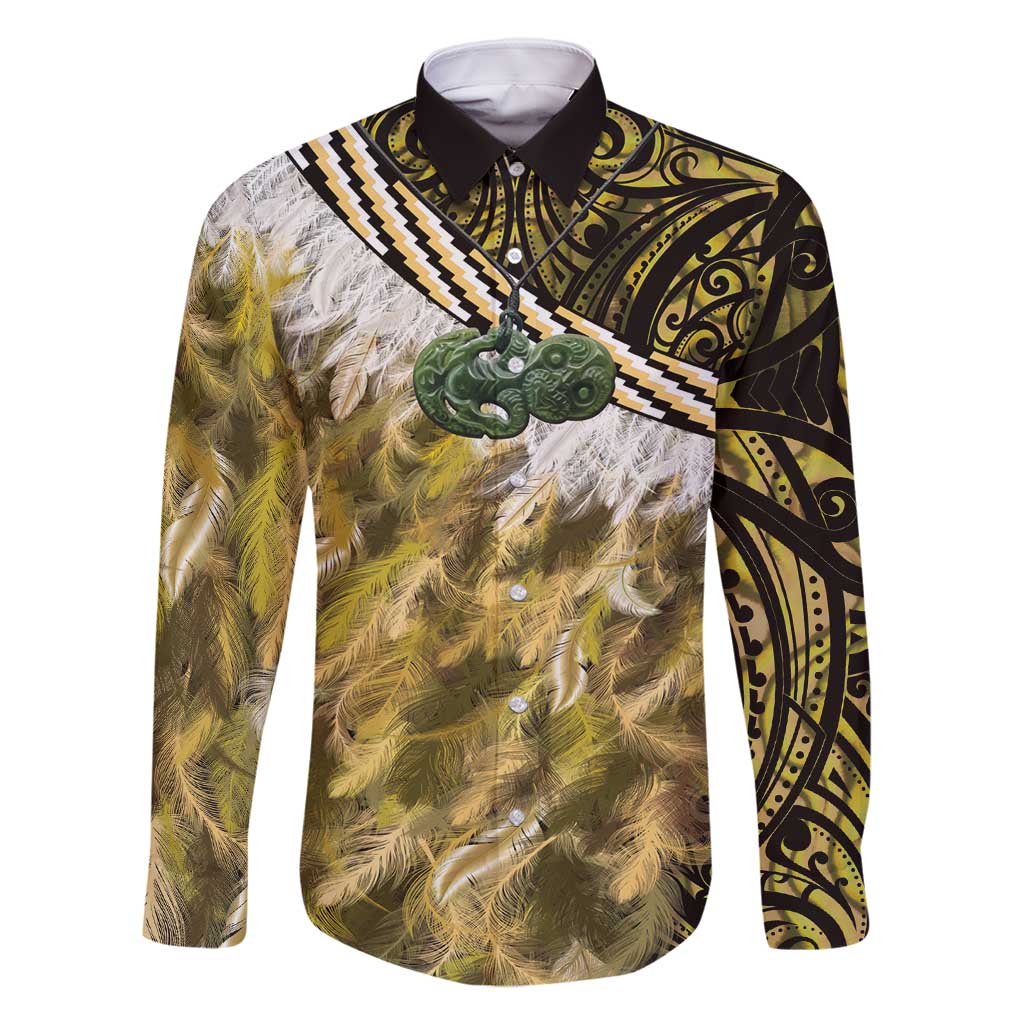 Yellow Traditional Cloak Aotearoa Family Matching Mermaid Dress and Hawaiian Shirt Maori Paua Shell Korowai Pattern