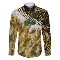 Yellow Traditional Cloak Aotearoa Family Matching Mermaid Dress and Hawaiian Shirt Maori Paua Shell Korowai Pattern