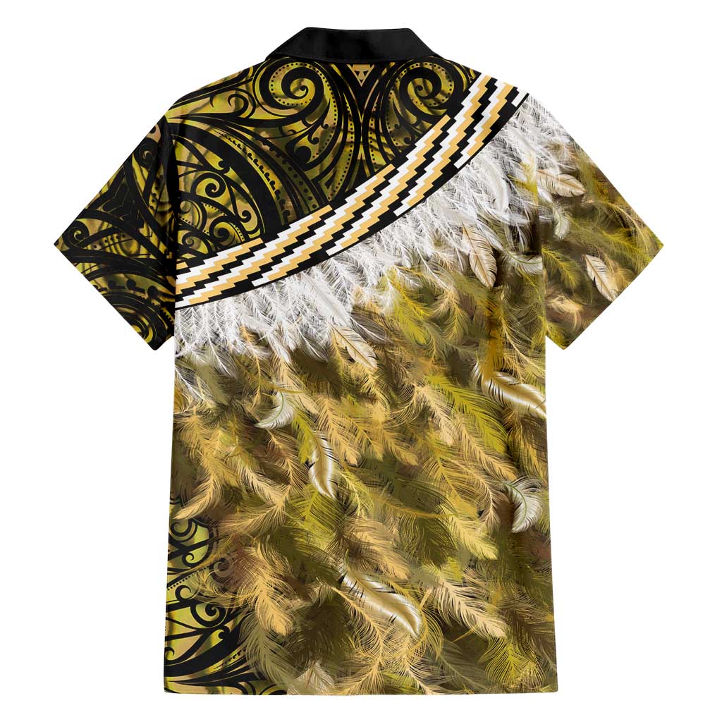 Yellow Traditional Cloak Aotearoa Hawaiian Shirt Maori Paua Shell Korowai Pattern LT14 - Polynesian Pride