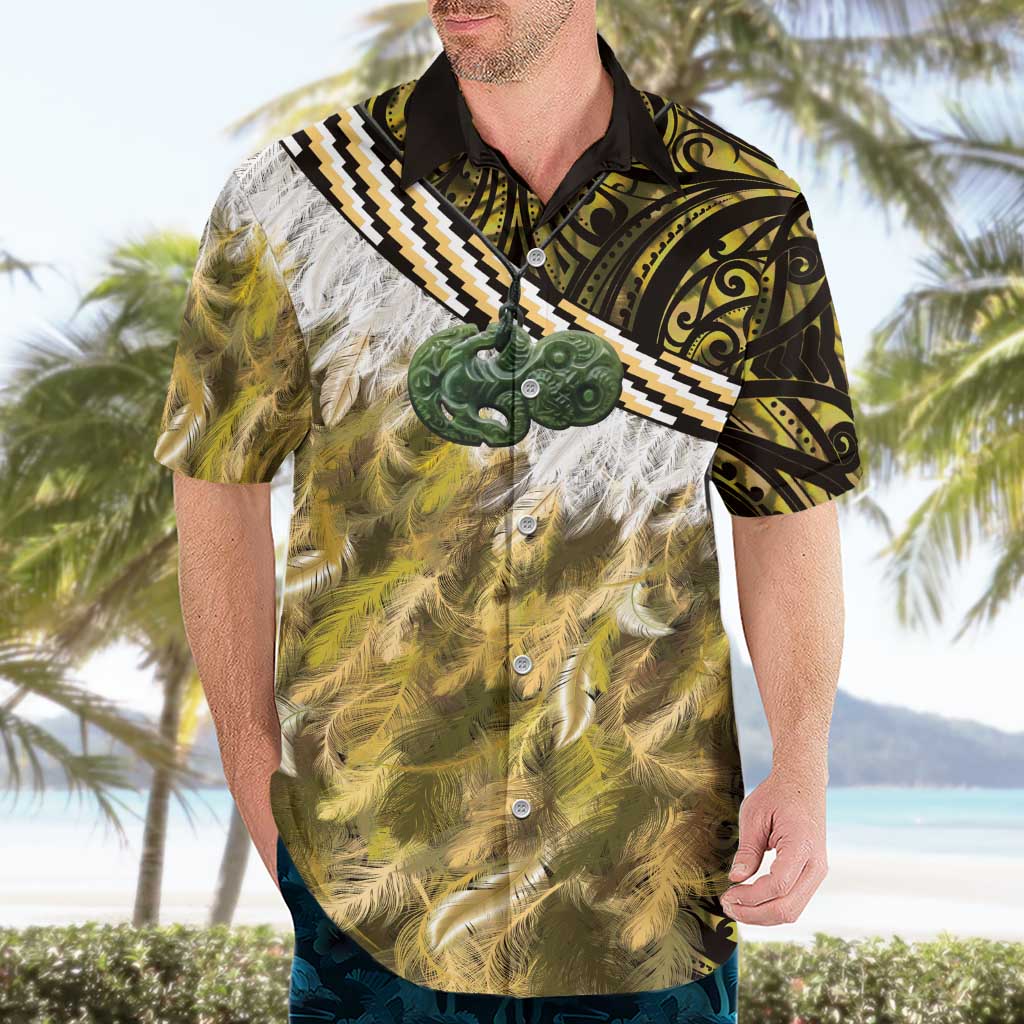 Yellow Traditional Cloak Aotearoa Hawaiian Shirt Maori Paua Shell Korowai Pattern LT14 - Polynesian Pride