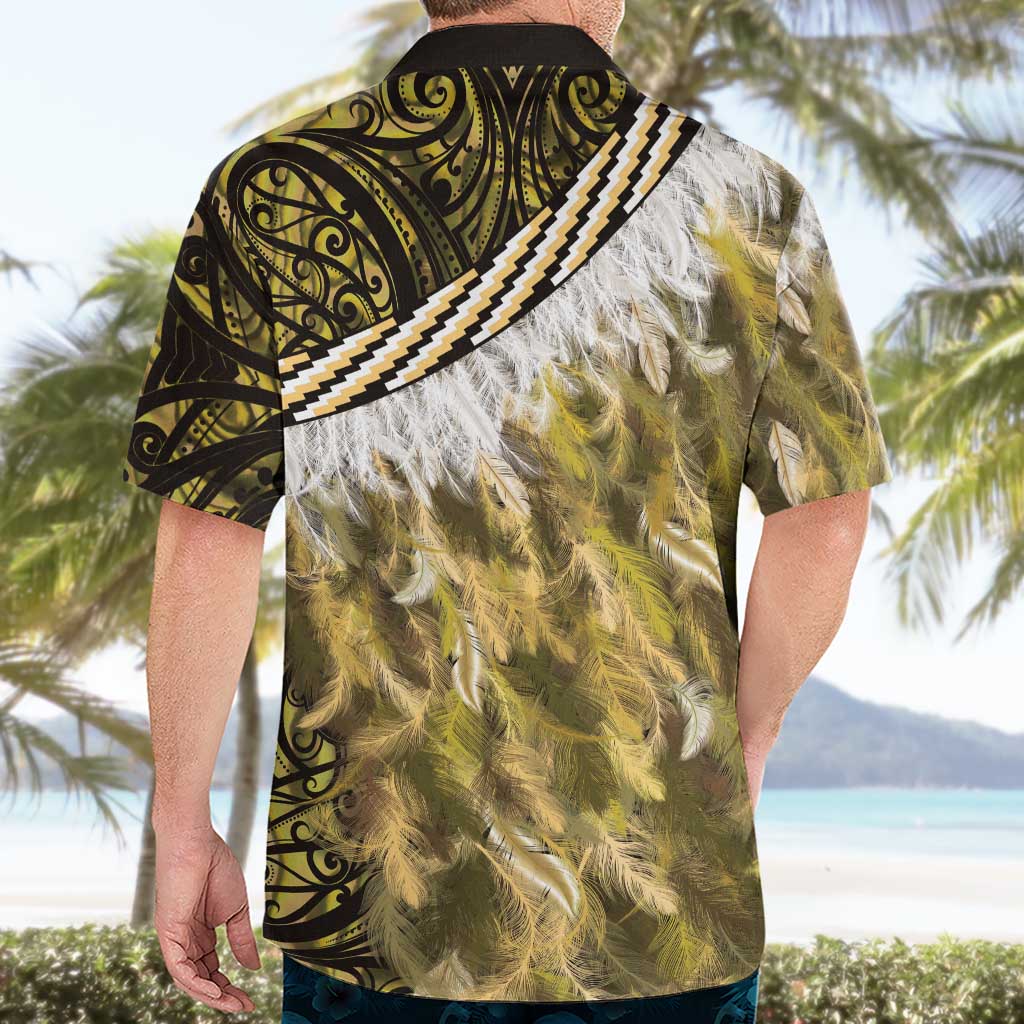 Yellow Traditional Cloak Aotearoa Hawaiian Shirt Maori Paua Shell Korowai Pattern LT14 - Polynesian Pride