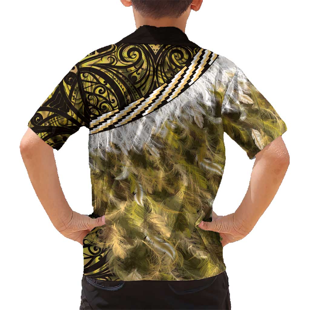 Yellow Traditional Cloak Aotearoa Hawaiian Shirt Maori Paua Shell Korowai Pattern LT14 - Polynesian Pride