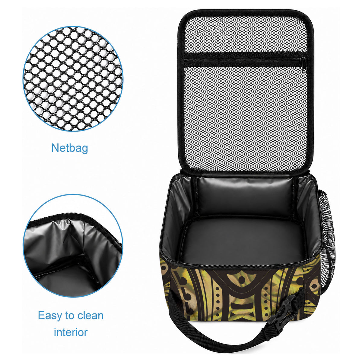 Yellow Traditional Cloak Aotearoa Lunch Bag Maori Paua Shell Korowai Pattern LT14 - Polynesian Pride