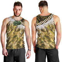 Yellow Traditional Cloak Aotearoa Men Tank Top Maori Paua Shell Korowai Pattern LT14 - Polynesian Pride