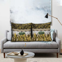 Yellow Traditional Cloak Aotearoa Pillow Cover Maori Paua Shell Korowai Pattern - Polynesian Pride