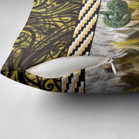 Yellow Traditional Cloak Aotearoa Pillow Cover Maori Paua Shell Korowai Pattern - Polynesian Pride