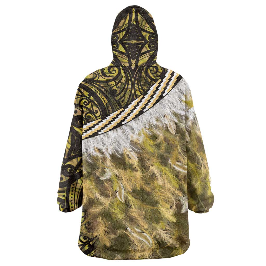 Yellow Traditional Cloak Aotearoa Wearable Blanket Hoodie Maori Paua Shell Korowai Pattern LT14 - Polynesian Pride