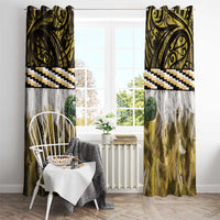 Yellow Traditional Cloak Aotearoa Window Curtain Maori Paua Shell Korowai Pattern LT14 - Polynesian Pride