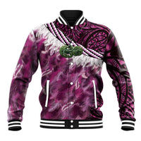 Pink Traditional Cloak Aotearoa Baseball Jacket Maori Paua Shell Korowai Pattern LT14 Unisex Pink - Polynesian Pride