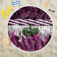 Pink Traditional Cloak Aotearoa Beach Blanket Maori Paua Shell Korowai Pattern LT14 One Size 150cm Pink - Polynesian Pride