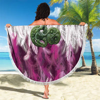 Pink Traditional Cloak Aotearoa Beach Blanket Maori Paua Shell Korowai Pattern LT14 - Polynesian Pride