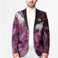 Pink Traditional Cloak Aotearoa Blazer Maori Paua Shell Korowai Pattern - Polynesian Pride