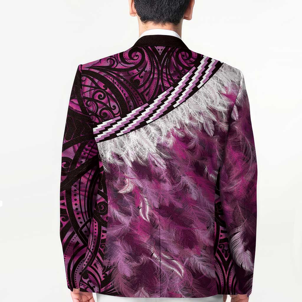 Pink Traditional Cloak Aotearoa Blazer Maori Paua Shell Korowai Pattern - Polynesian Pride
