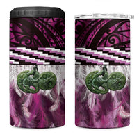 Pink Traditional Cloak Aotearoa 4 in 1 Can Cooler Tumbler Maori Paua Shell Korowai Pattern LT14 One Size: 16 oz Pink - Polynesian Pride