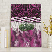 Pink Traditional Cloak Aotearoa Canvas Wall Art Maori Paua Shell Korowai Pattern LT14 Without Frame Pink - Polynesian Pride