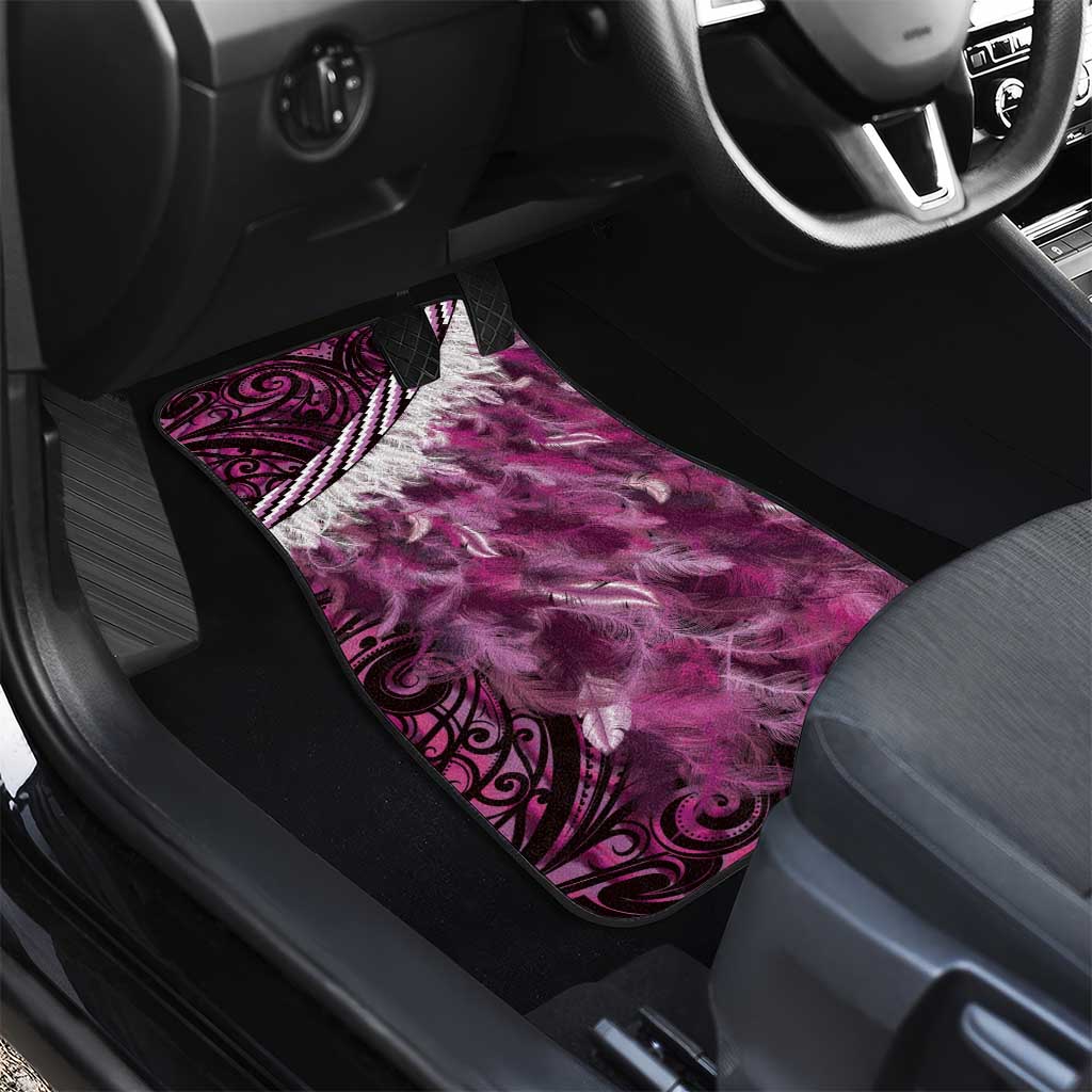 Pink Traditional Cloak Aotearoa Car Mats Maori Paua Shell Korowai Pattern LT14 - Polynesian Pride