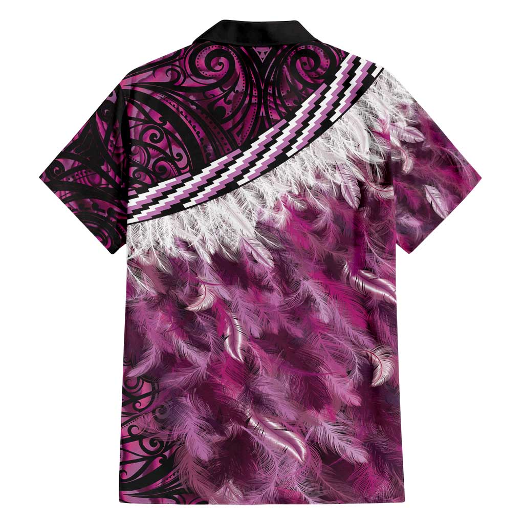 Pink Traditional Cloak Aotearoa Family Matching Long Sleeve Bodycon Dress and Hawaiian Shirt Maori Paua Shell Korowai Pattern