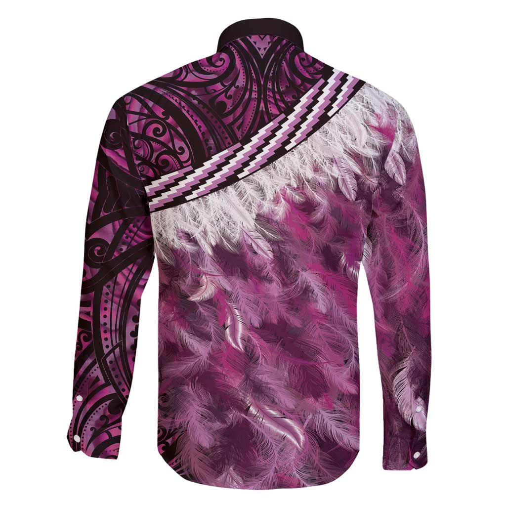 Pink Traditional Cloak Aotearoa Family Matching Long Sleeve Bodycon Dress and Hawaiian Shirt Maori Paua Shell Korowai Pattern