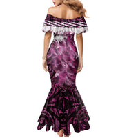 Pink Traditional Cloak Aotearoa Family Matching Mermaid Dress and Hawaiian Shirt Maori Paua Shell Korowai Pattern
