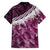 Pink Traditional Cloak Aotearoa Family Matching Off Shoulder Maxi Dress and Hawaiian Shirt Maori Paua Shell Korowai Pattern