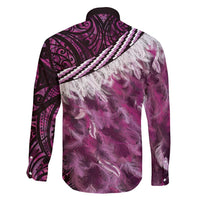 Pink Traditional Cloak Aotearoa Family Matching Puletasi and Hawaiian Shirt Maori Paua Shell Korowai Pattern