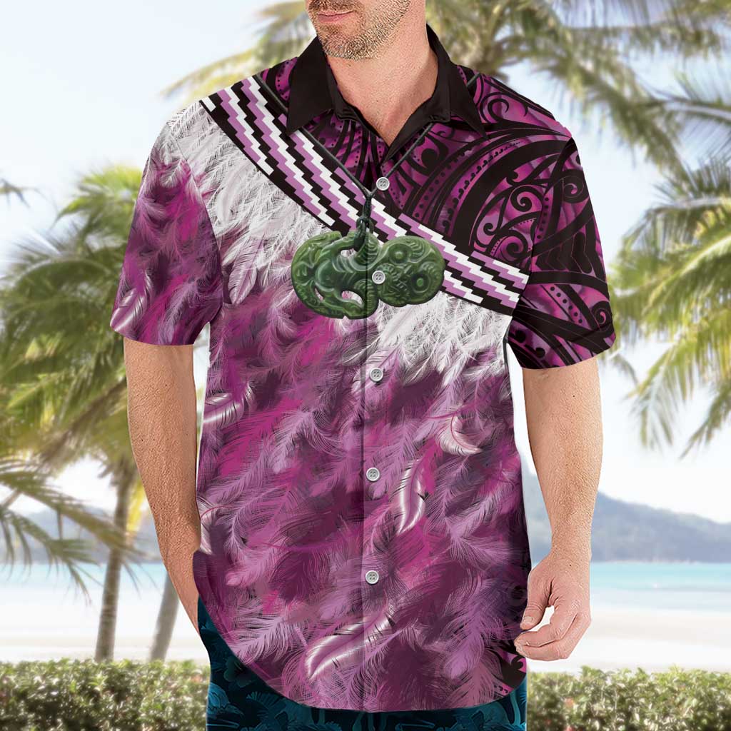 Pink Traditional Cloak Aotearoa Hawaiian Shirt Maori Paua Shell Korowai Pattern LT14 - Polynesian Pride