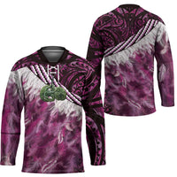 Pink Traditional Cloak Aotearoa Hockey Jersey Maori Paua Shell Korowai Pattern - Polynesian Pride