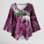 Pink Traditional Cloak Aotearoa Kimono Sleeve Blouse Maori Paua Shell Korowai Pattern - Polynesian Pride
