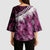 Pink Traditional Cloak Aotearoa Kimono Sleeve Blouse Maori Paua Shell Korowai Pattern - Polynesian Pride